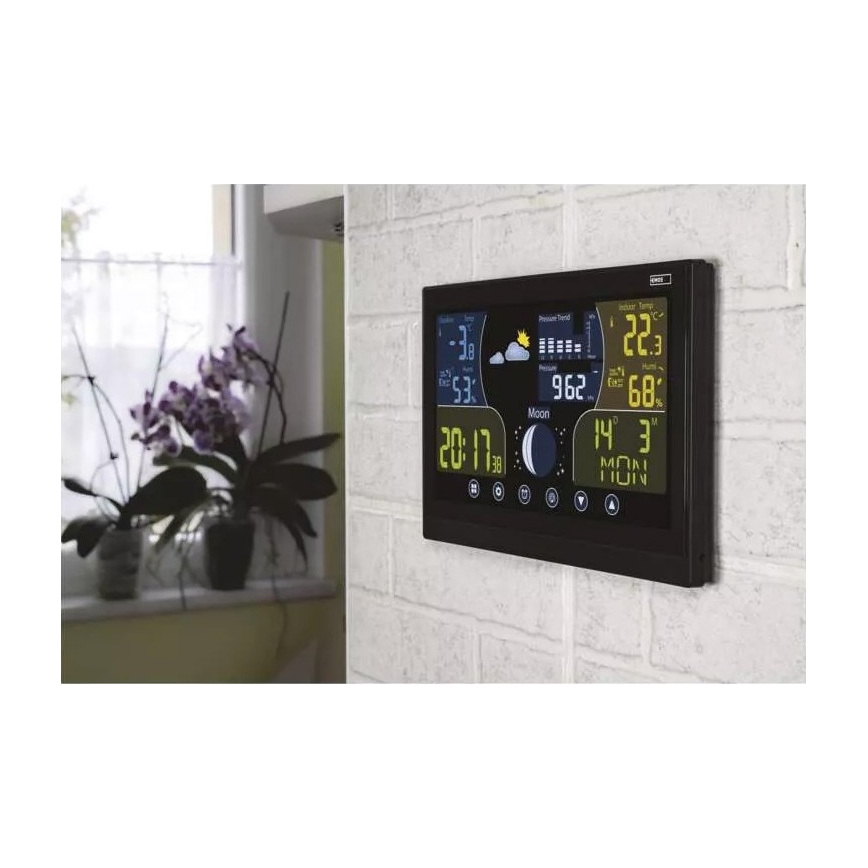 Estação meteorológica sem fios com alarme 3xAAA/5V + 2xAAA preto