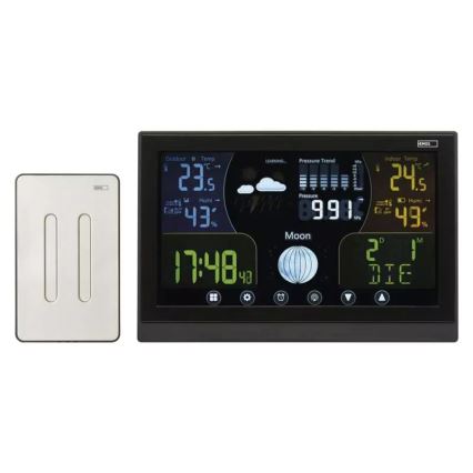 Estação meteorológica sem fios com alarme 3xAAA/5V + 2xAAA preto