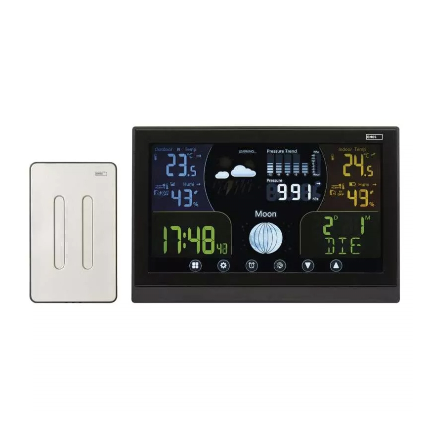 Estação meteorológica sem fios com alarme 3xAAA/5V + 2xAAA preto