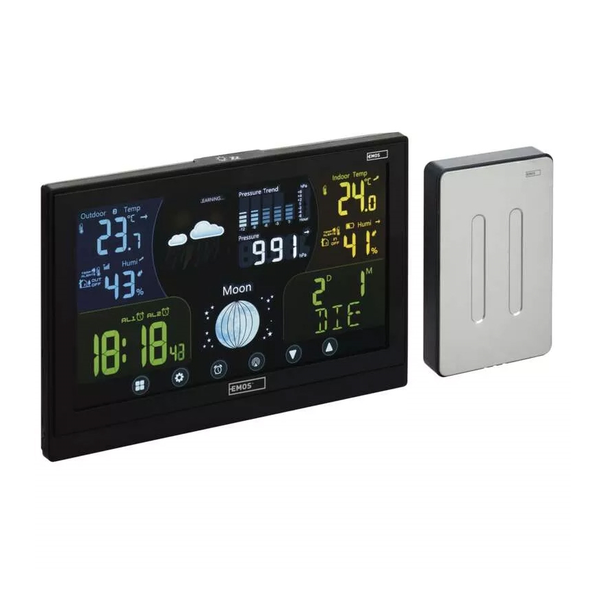 Estação meteorológica sem fios com alarme 3xAAA/5V + 2xAAA preto