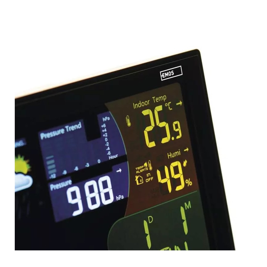 Estação meteorológica sem fios com alarme 3xAAA/5V + 2xAAA preto