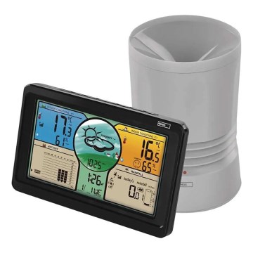 Estação meteorológica sem fios com ecrã LCD a cores e pluviómetro 3xAAA preto