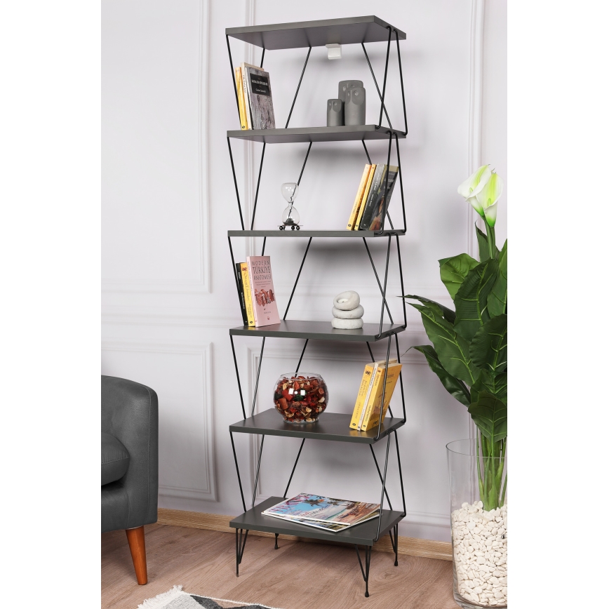 Estante BALABAN 165x48 cm antracite/preto