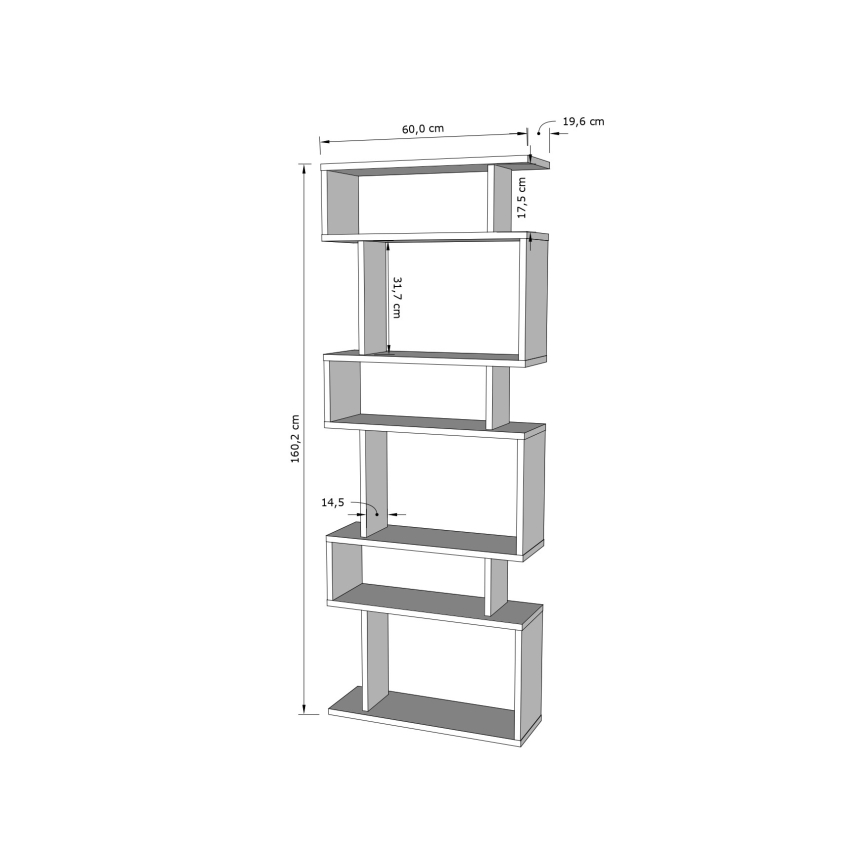 Estante BATES 160x60 cm branco/carvalho