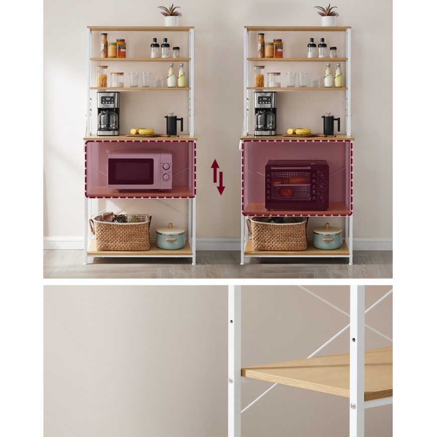 Estante de cozinha MARGE, castanho/branco