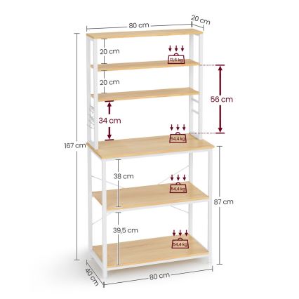 Estante de cozinha MARGE, castanho/branco