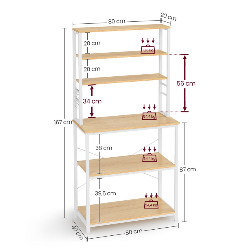 Estante de cozinha MARGE, castanho/branco