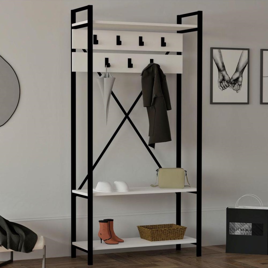 Estante do corredor ALFA 180x90 cm branco/preto