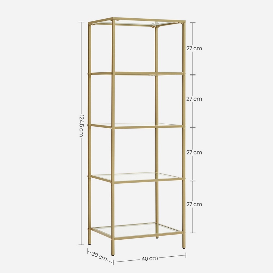 Estante GLASY 40x125x30 cm dourada