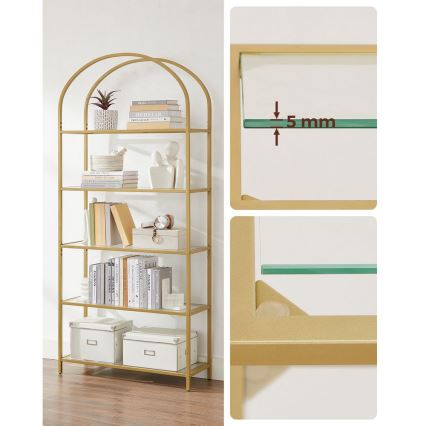 Estante GLASY 83x184x30 cm dourada