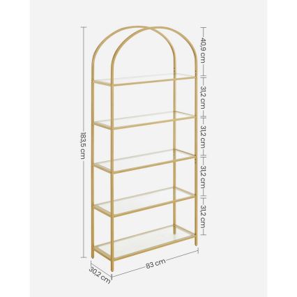 Estante GLASY 83x184x30 cm dourada