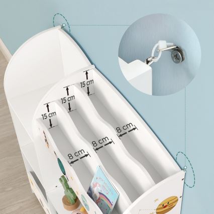 Estante infantil com caixas de tecido ANET branca