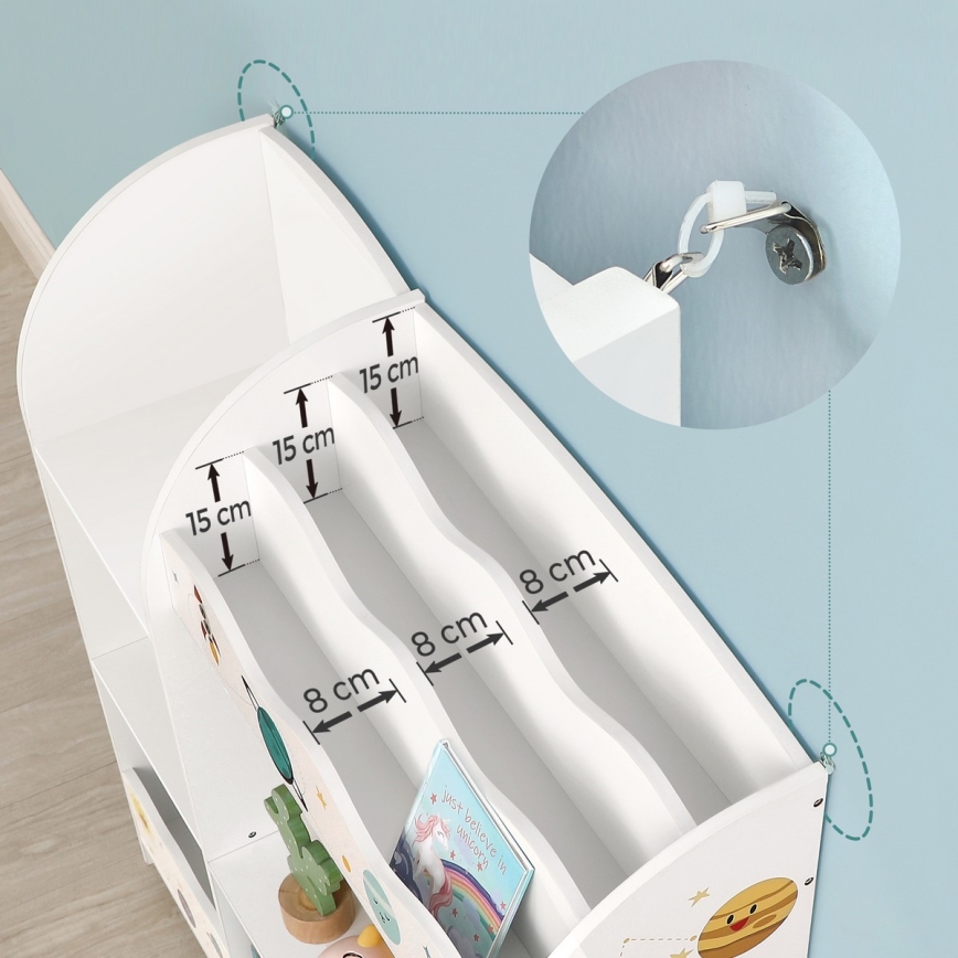 Estante infantil com caixas de tecido ANET branca