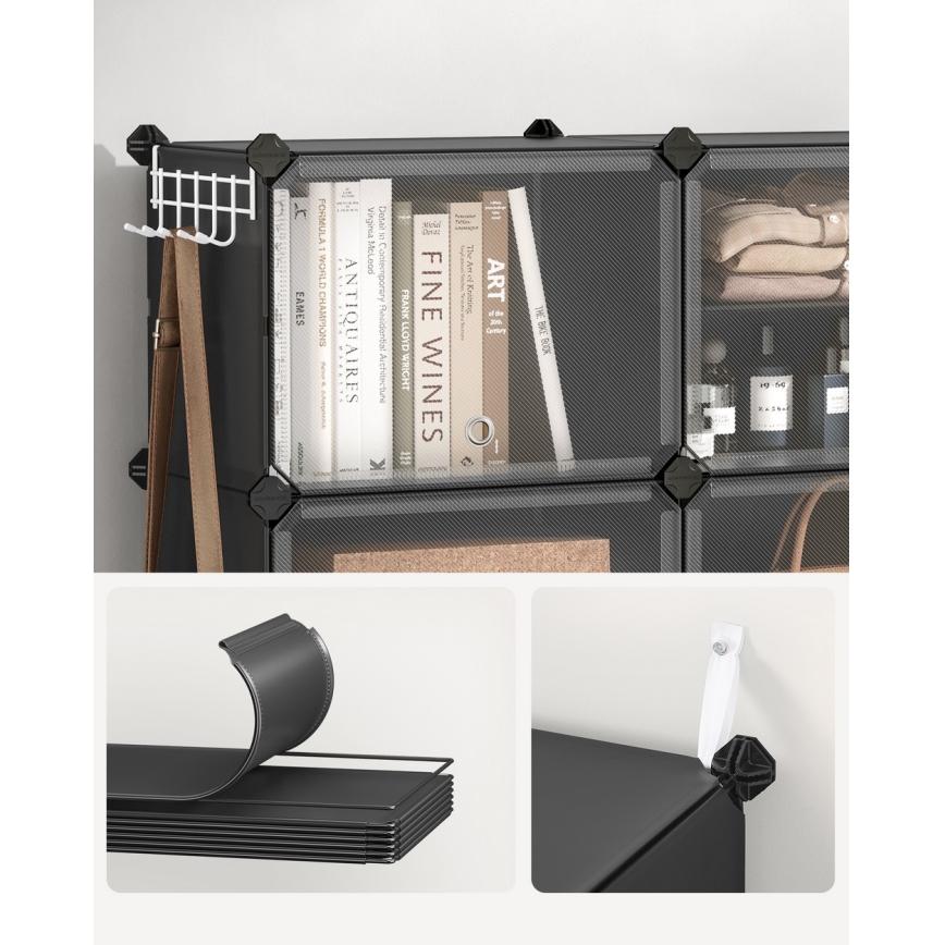 Estante modular com compartimentos BOXIFY, preta