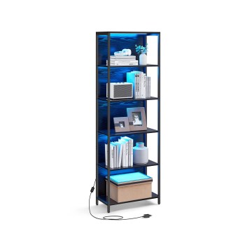 Estante NAVARO 60x179x30 cm com iluminação integrada, preta