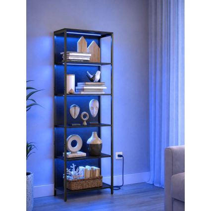 Estante NAVARO 60x179x30 cm com iluminação integrada, preta