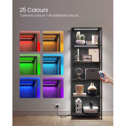 Estante NAVARO 60x179x30 cm com iluminação integrada, preta