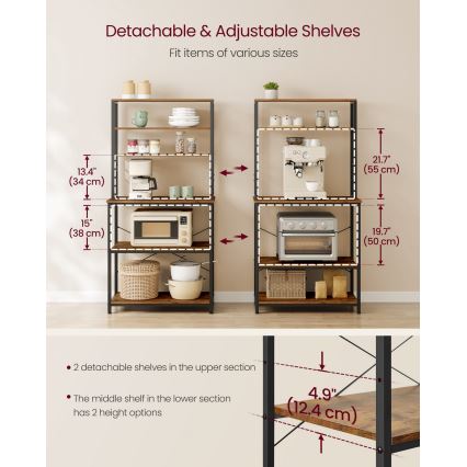 Estante para cozinha MARGE, castanho/preto