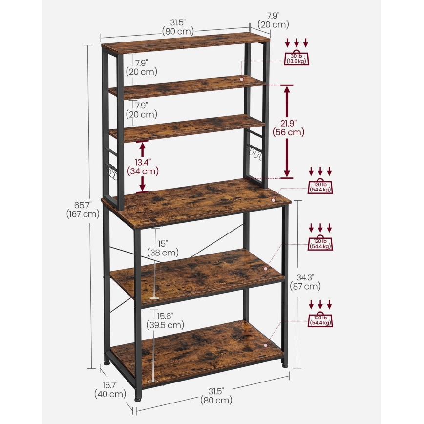 Estante para cozinha MARGE, castanho/preto
