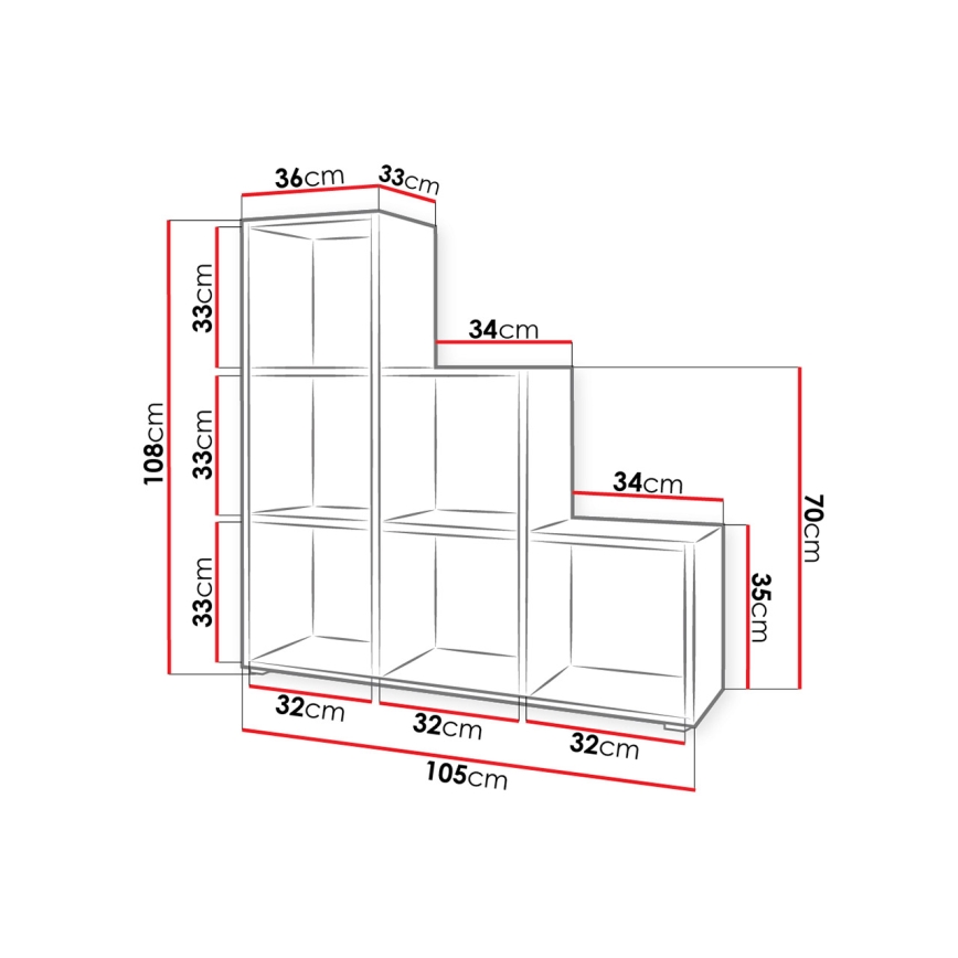 Estante TRIO 105 x 108 cm, caxemira