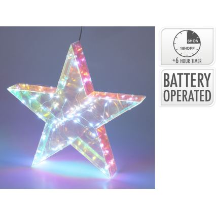 Estrela de Natal LED 50xLED/3xAA 40 cm branco quente