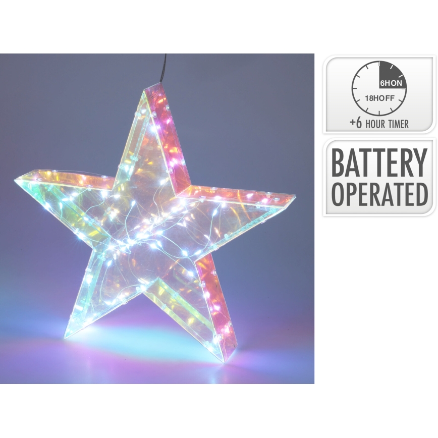 Estrela de Natal LED 50xLED/3xAA 40 cm branco quente