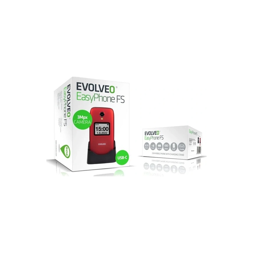 Evolveo - EasyPhone FS telemóvel flip para seniores 2.8 vermelho