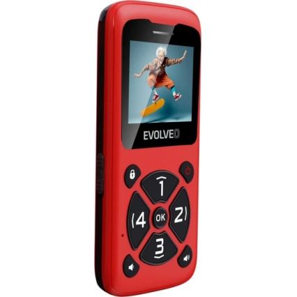 Evolveo - EasyPhone ID, telemóvel para seniores, vermelho