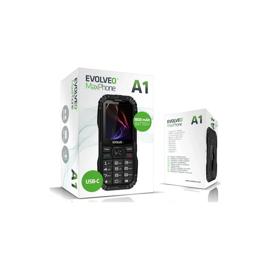 Evolveo - MaxPhone A1, telefone com teclas Dual SIM, preto