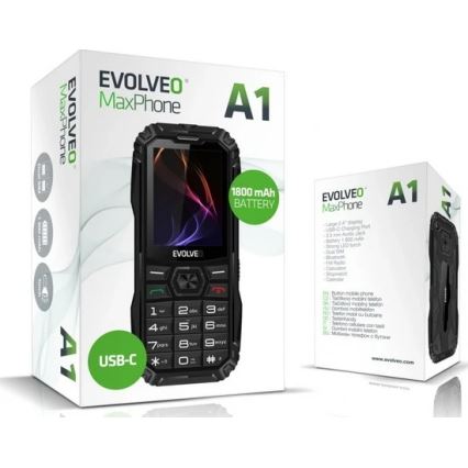 Evolveo - MaxPhone A1 telemóvel com teclado físico Dual SIM, preto