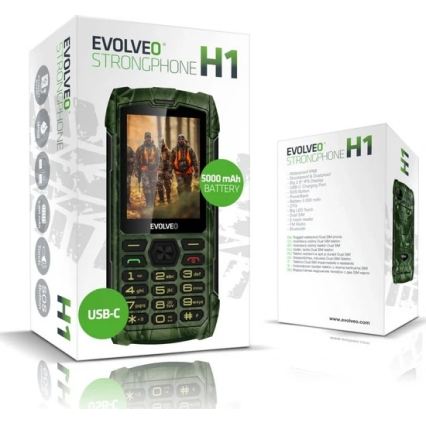 Evolveo - StrongPhone H1 telefone Dual SIM à prova de água com camuflagem de caça