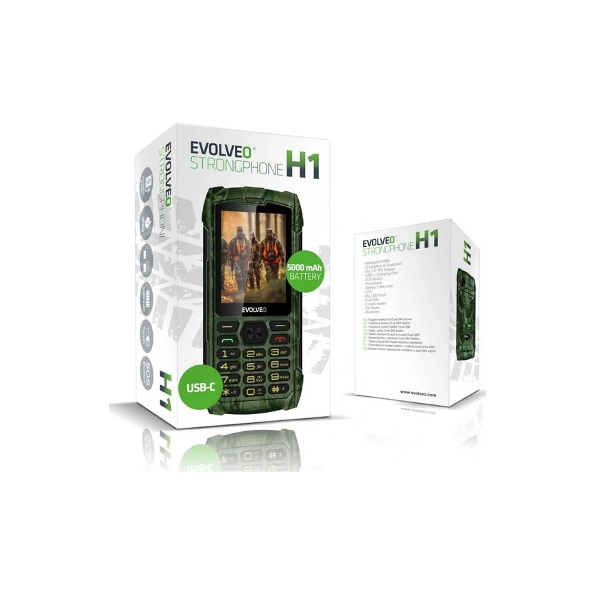 Evolveo - StrongPhone H1 telefone Dual SIM à prova de água com camuflagem de caça