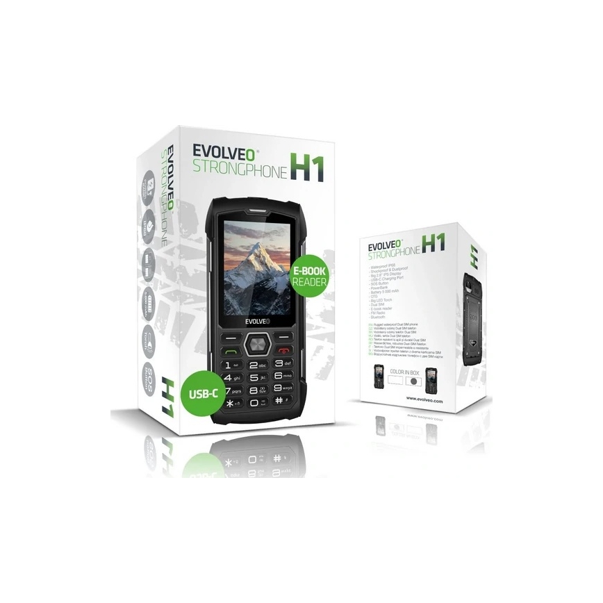 Evolveo - StrongPhone H1, telefone Dual SIM à prova de água preto/prateado