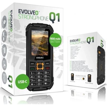 Evolveo - StrongPhone Q1 telefone Dual SIM à prova de água preto/laranja
