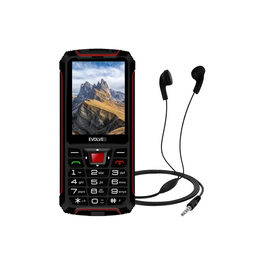 Evolveo - StrongPhone W4, telemóvel Dual SIM à prova de água preto/vermelho