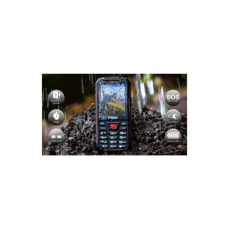 Evolveo - StrongPhone W4 telemóvel Dual SIM resistente à água preto/vermelho