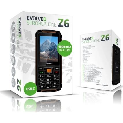 Evolveo - StrongPhone Z6 telemóvel à prova de água Dual SIM preto/laranja