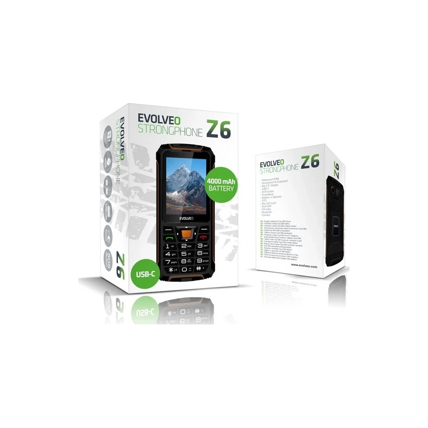 Evolveo - StrongPhone Z6 telemóvel à prova de água Dual SIM preto/laranja