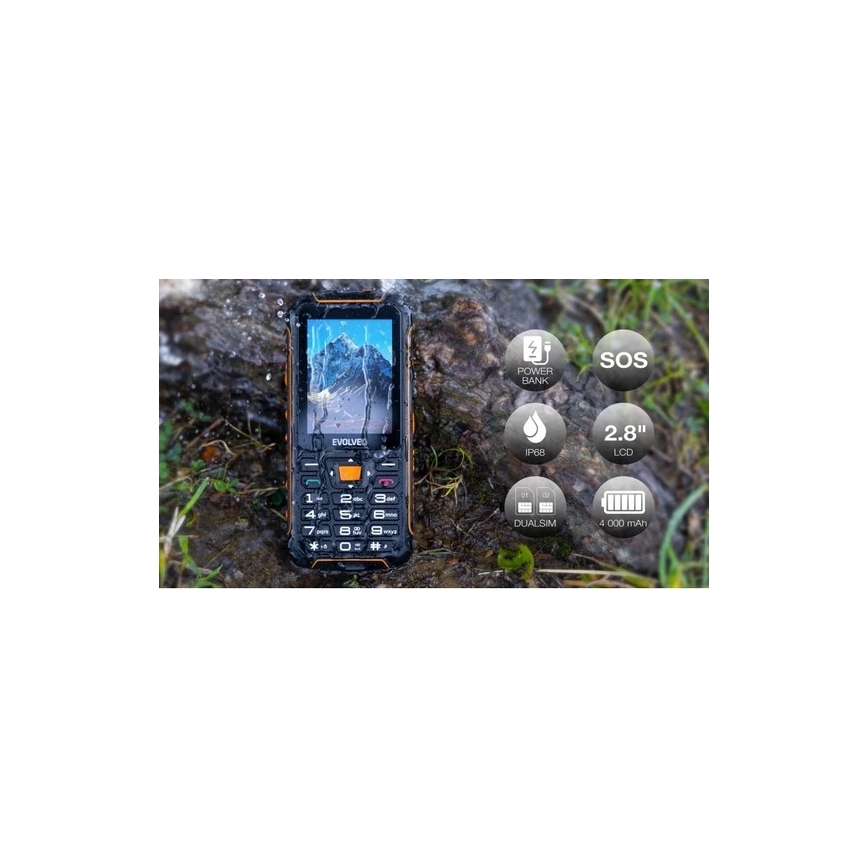 Evolveo - StrongPhone Z6 telemóvel à prova de água Dual SIM preto/laranja