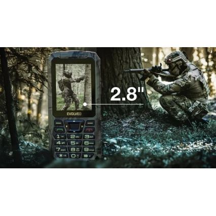 Evolveo - StrongPhone Z6, telemóvel Dual SIM impermeável em camuflagem de caça