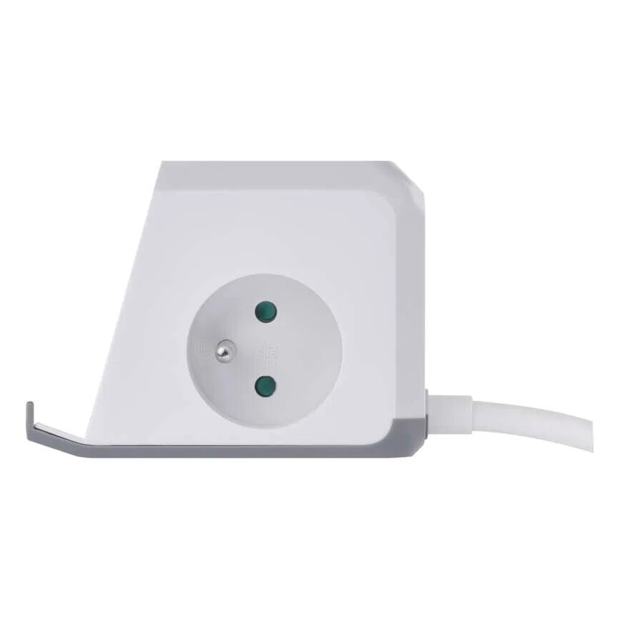 Extensão de cabo com carregamento sem fio QI 2Z + 2x USB-A + 1x USB-C 2m branco