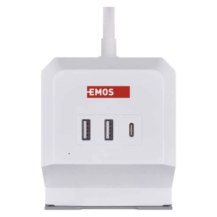 Extensão de cabo com carregamento sem fio QI 2Z + 2x USB-A + 1x USB-C 2m branco