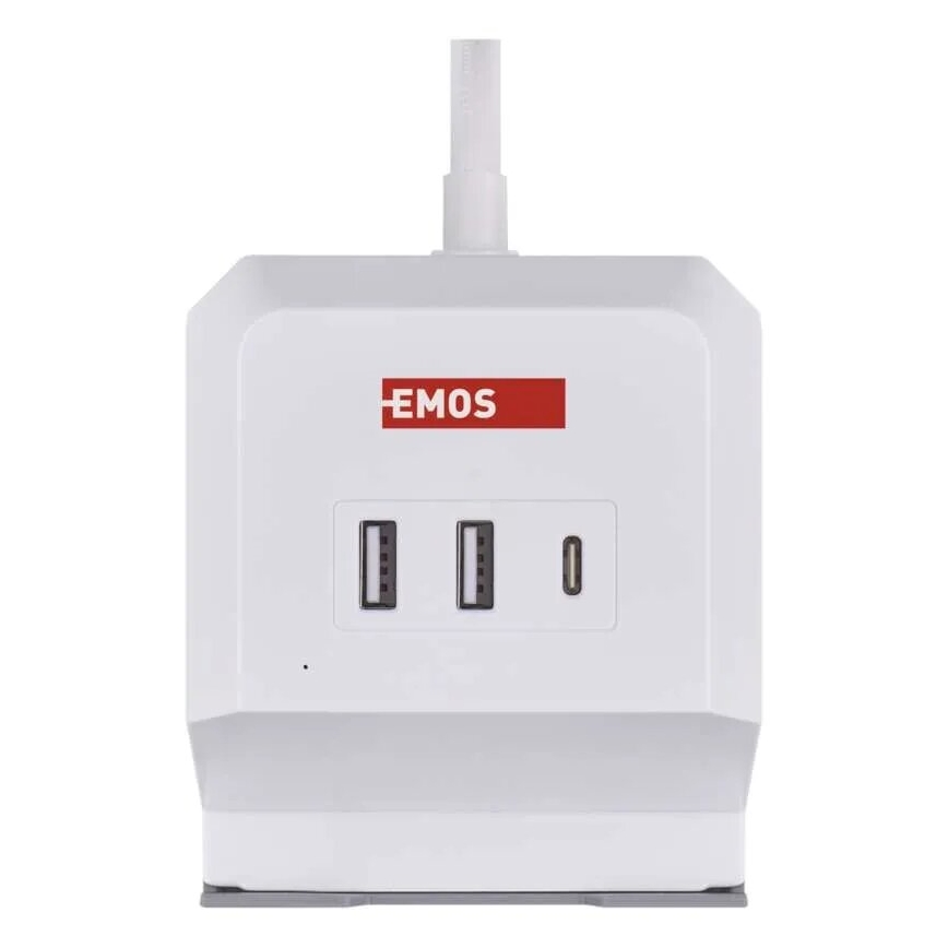 Extensão de cabo com carregamento sem fio QI 2Z + 2x USB-A + 1x USB-C 2m branco