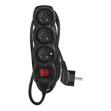 Extensão com interruptor 3P 3m preta