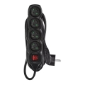 Extensão com interruptor 4 tomadas 5m preta