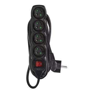 Extensão com interruptor 4 tomadas 5m preta
