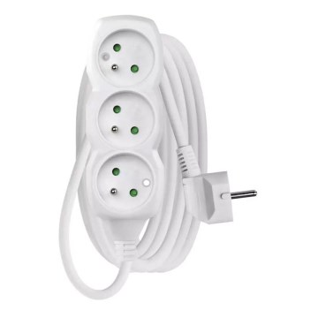 Extensão de cabo 3 tomadas 3m branca