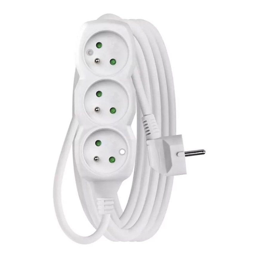 Extensão de cabo 3 tomadas 5m branca