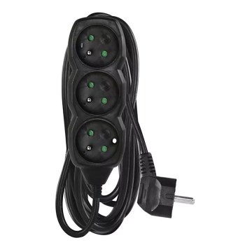 Extensão de cabo 3 tomadas 5m preta