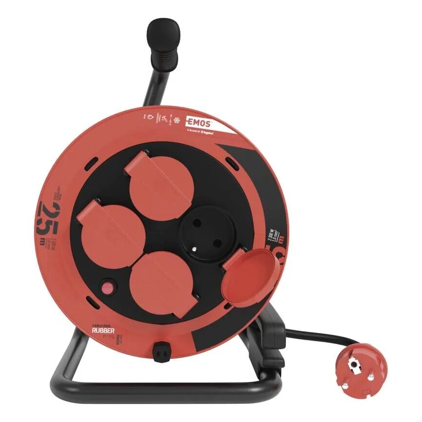 Extensão de cabo com 4 tomadas 25m IP44 vermelho